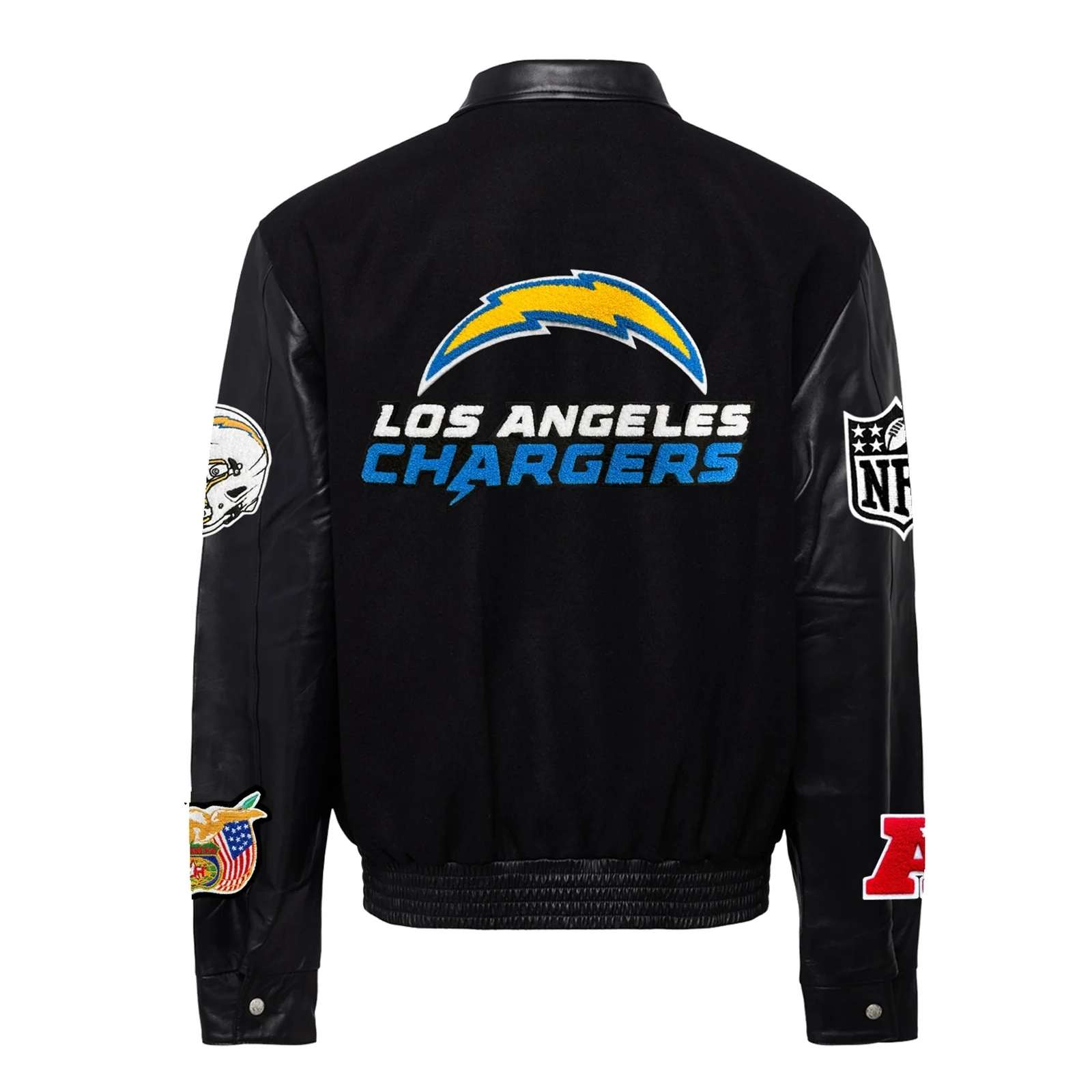 Los Angeles Chargers Jeff Hamilton Black Wool & Leather Varsity Jacket - Image 2