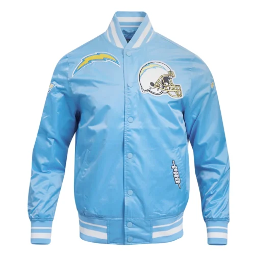 Alternative view of Los Angeles Chargers Mashup Blue Satin Varsity Jacket