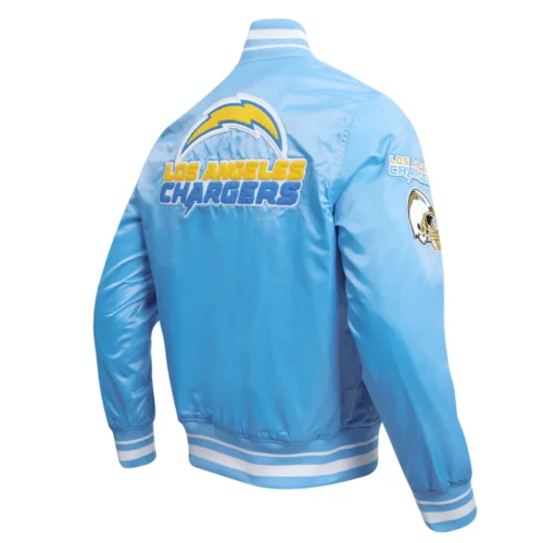 Los Angeles Chargers Mashup Blue Satin Varsity Jacket - Image 3