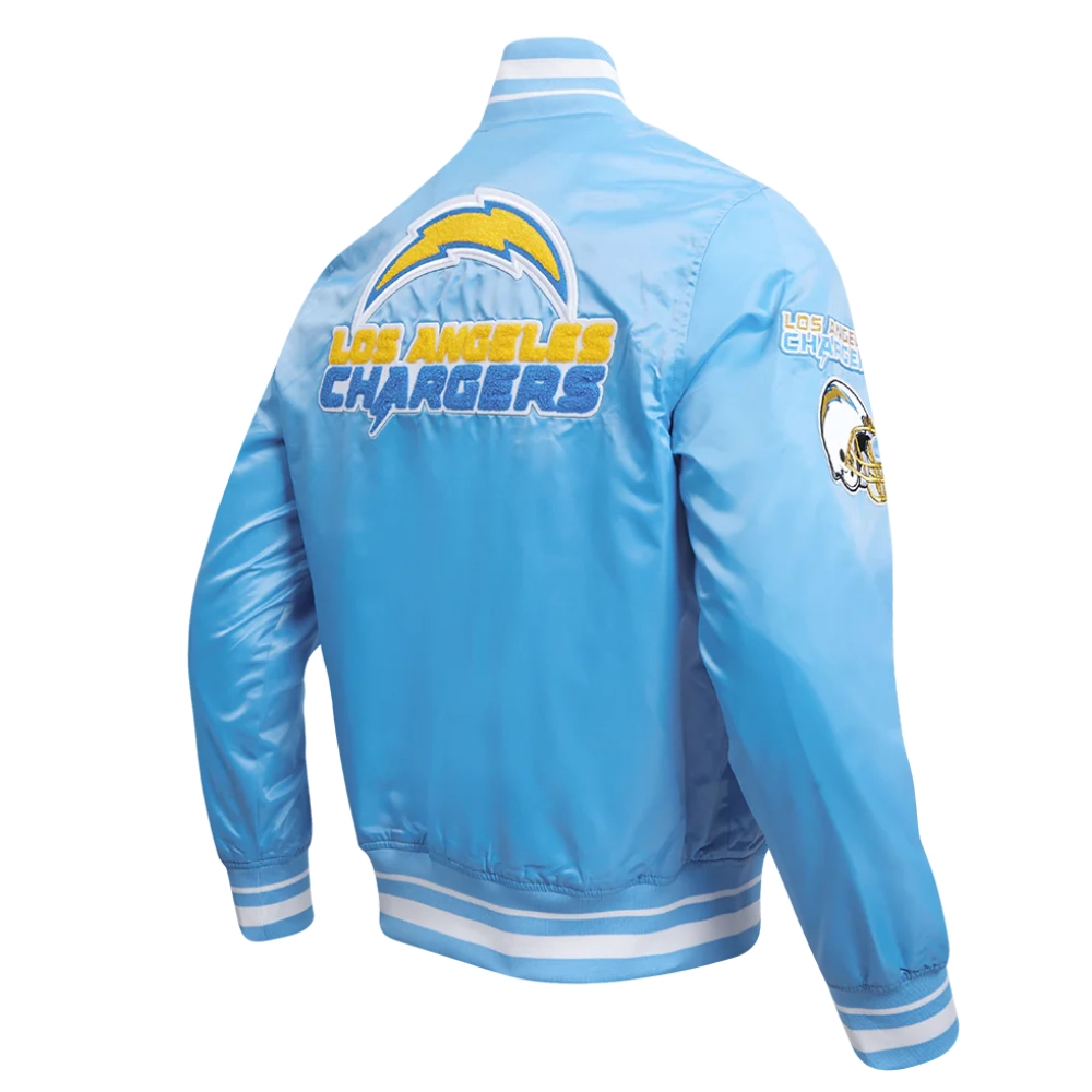 Los Angeles Chargers Mashup Blue Satin Varsity Jacket - Image 3