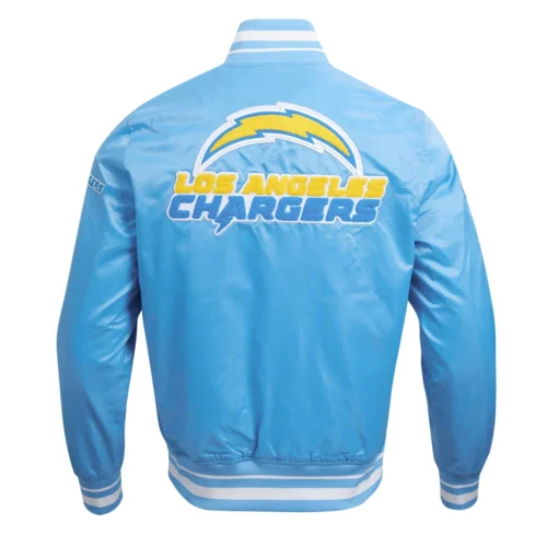 Los Angeles Chargers Mashup Blue Satin Varsity Jacket - Image 4