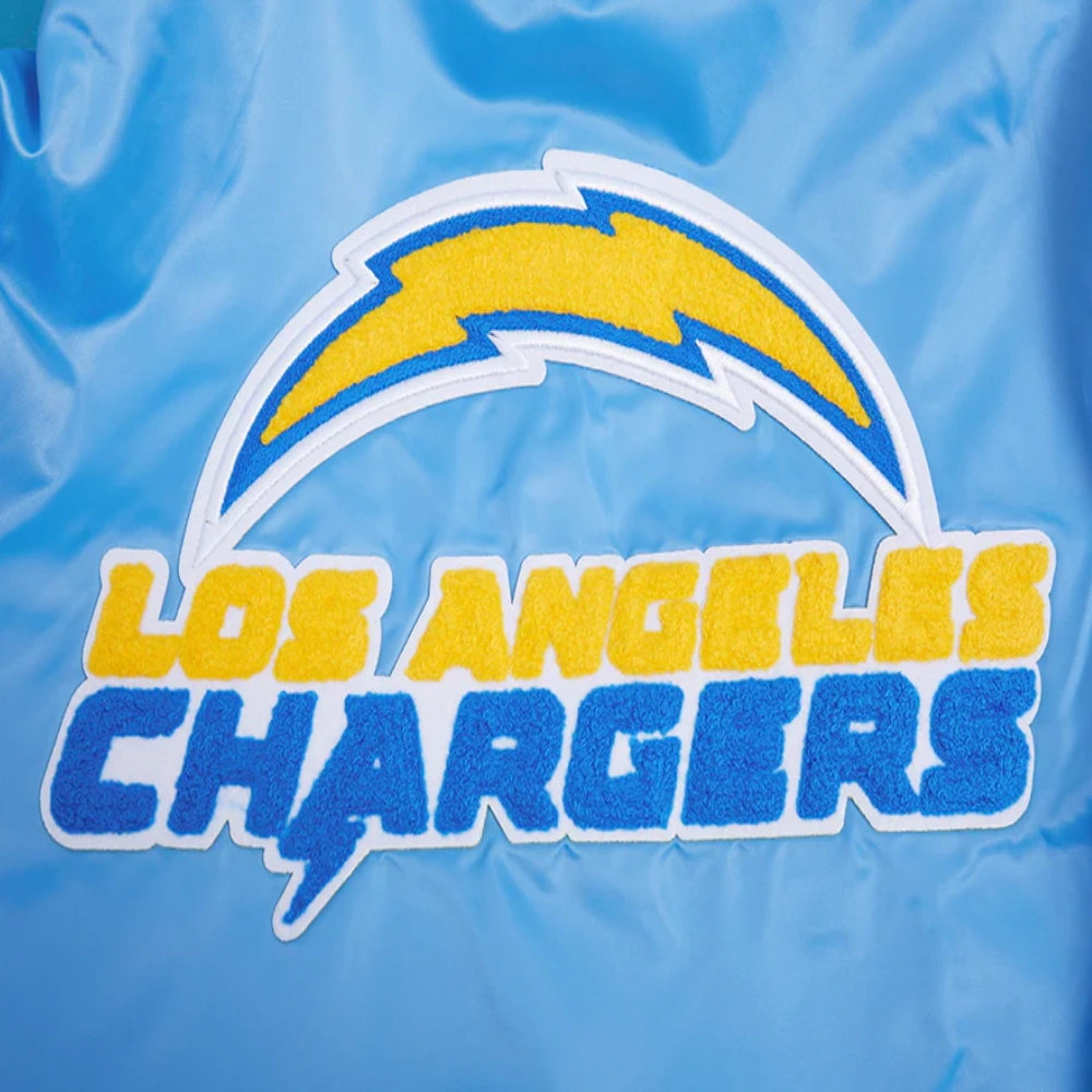Los Angeles Chargers Mashup Blue Satin Varsity Jacket - Image 8