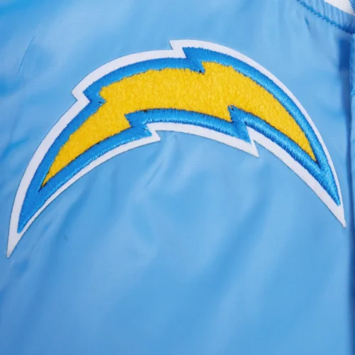 Los Angeles Chargers Mashup Blue Satin Varsity Jacket - Image 6
