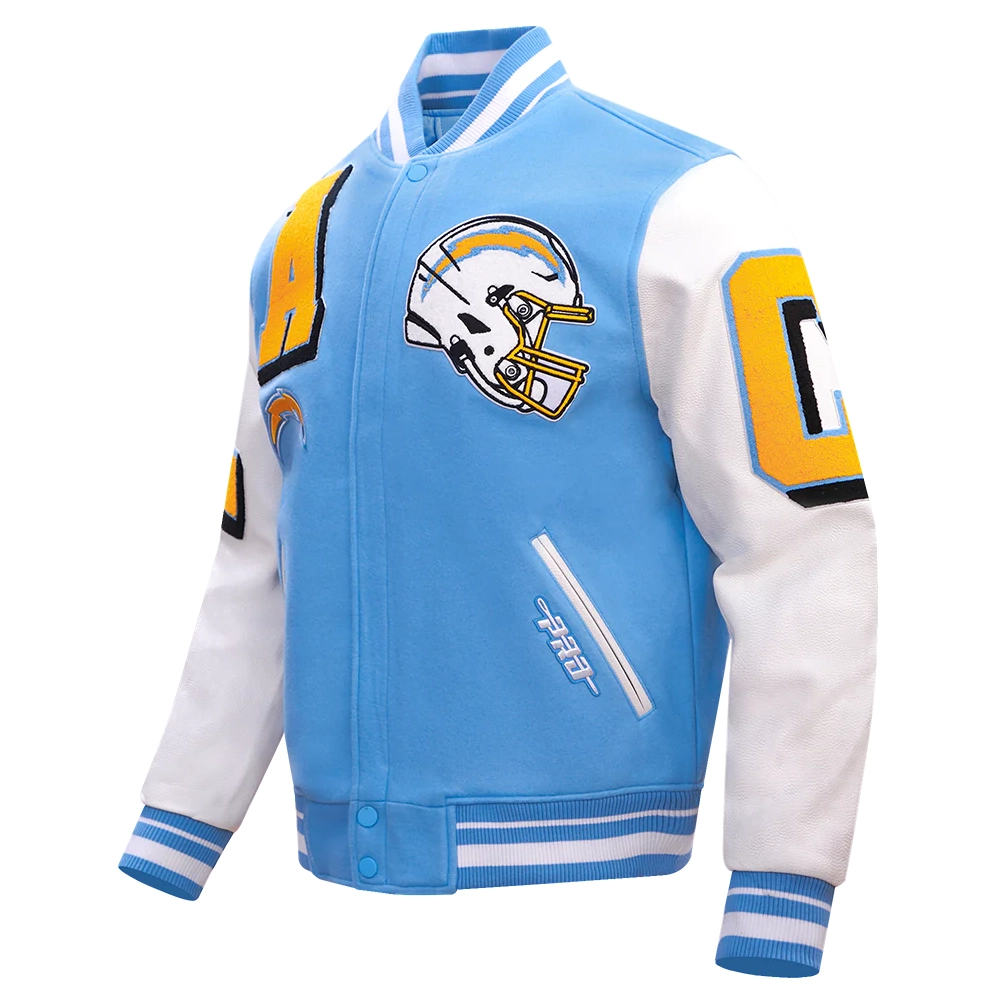 Los Angeles Chargers Mashup Blue/White Wool & Leather Varsity Jacket