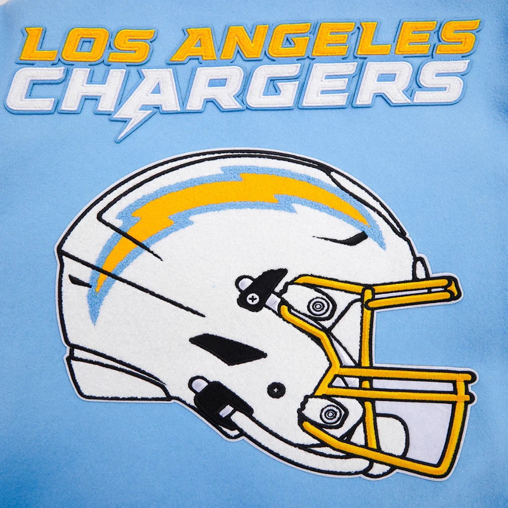 Los Angeles Chargers Mashup Blue/White Wool & Leather Varsity Jacket - Image 10