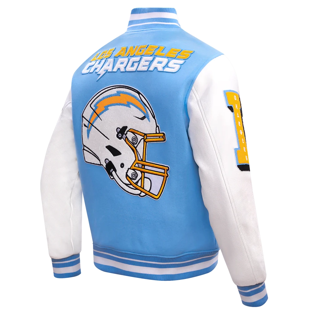 Los Angeles Chargers Mashup Blue/White Wool & Leather Varsity Jacket - Image 3