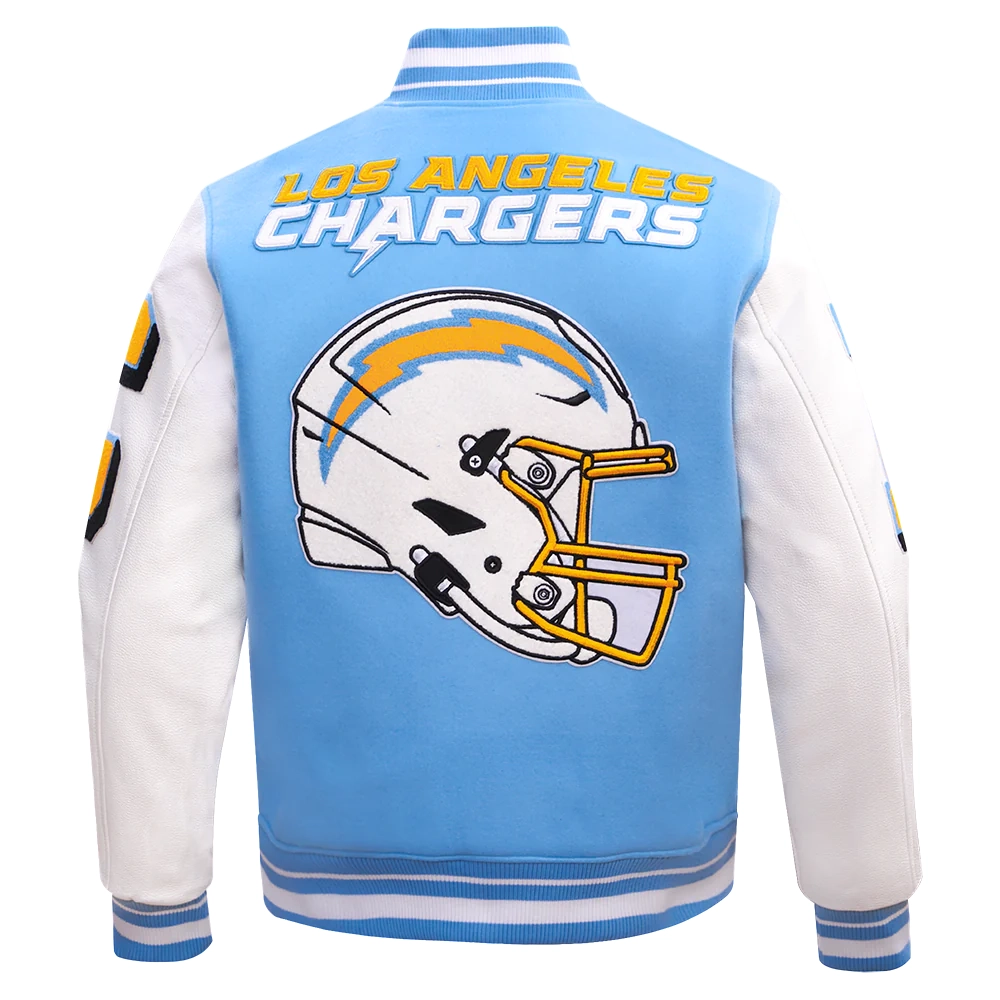 Los Angeles Chargers Mashup Blue/White Wool & Leather Varsity Jacket - Image 4