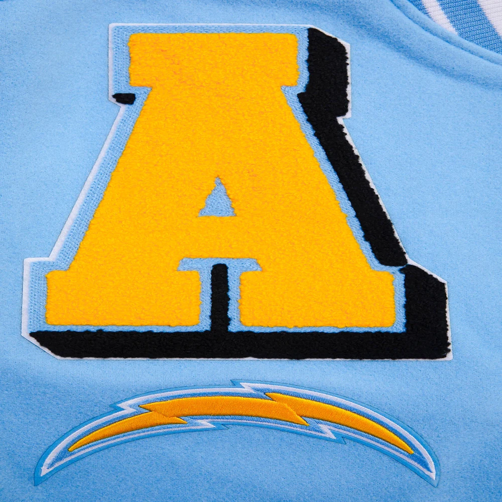 Los Angeles Chargers Mashup Blue/White Wool & Leather Varsity Jacket - Image 6