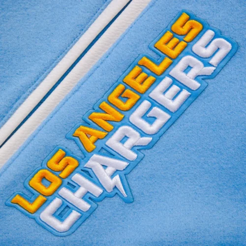 Los Angeles Chargers Mashup Blue/White Wool & Leather Varsity Jacket - Image 7