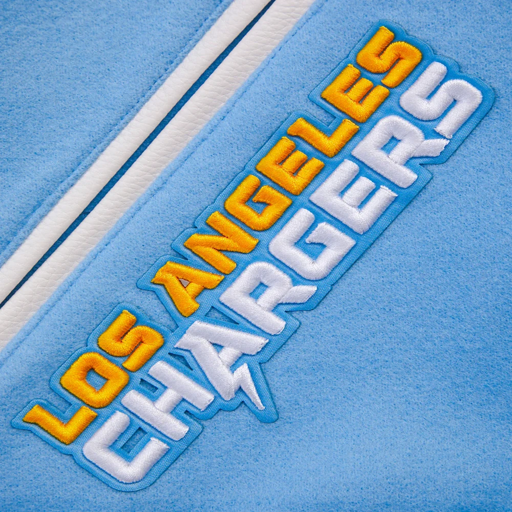 Los Angeles Chargers Mashup Blue/White Wool & Leather Varsity Jacket - Image 7