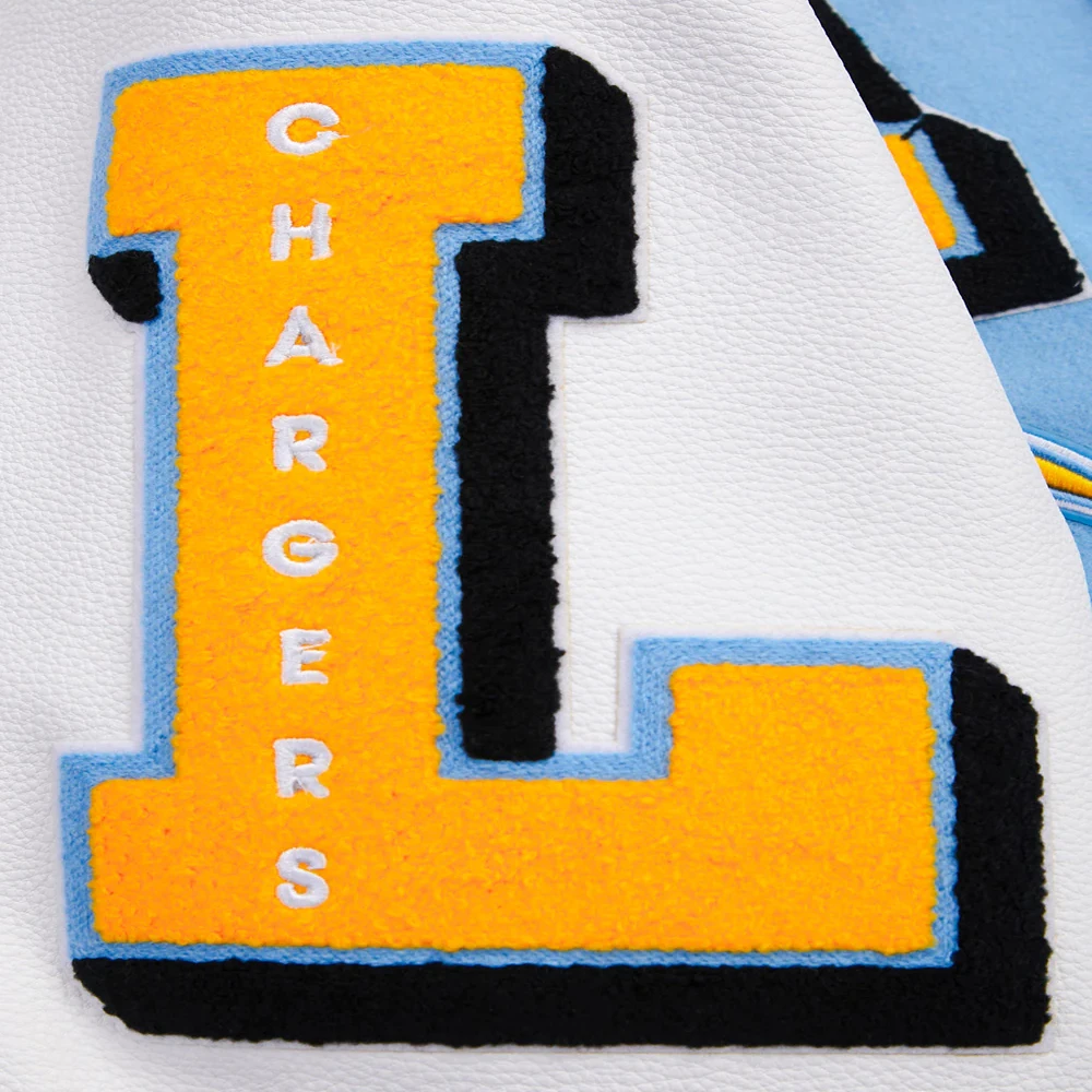 Los Angeles Chargers Mashup Blue/White Wool & Leather Varsity Jacket - Image 9