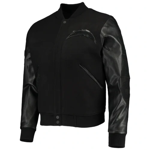 Los Angeles Chargers Triple Black Wool & Leather Varsity Jacket