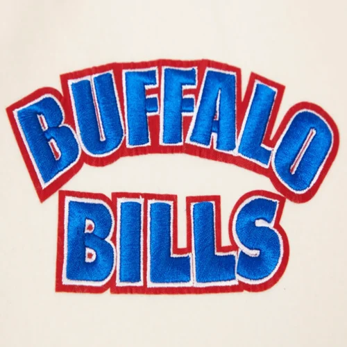 Buffalo Bills Retro Classic Men's Wool & Leather White/Blue Varsity Jacket - Image 6
