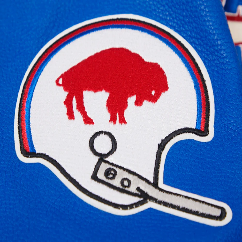 Buffalo Bills Retro Classic Men's Wool & Leather White/Blue Varsity Jacket - Image 7
