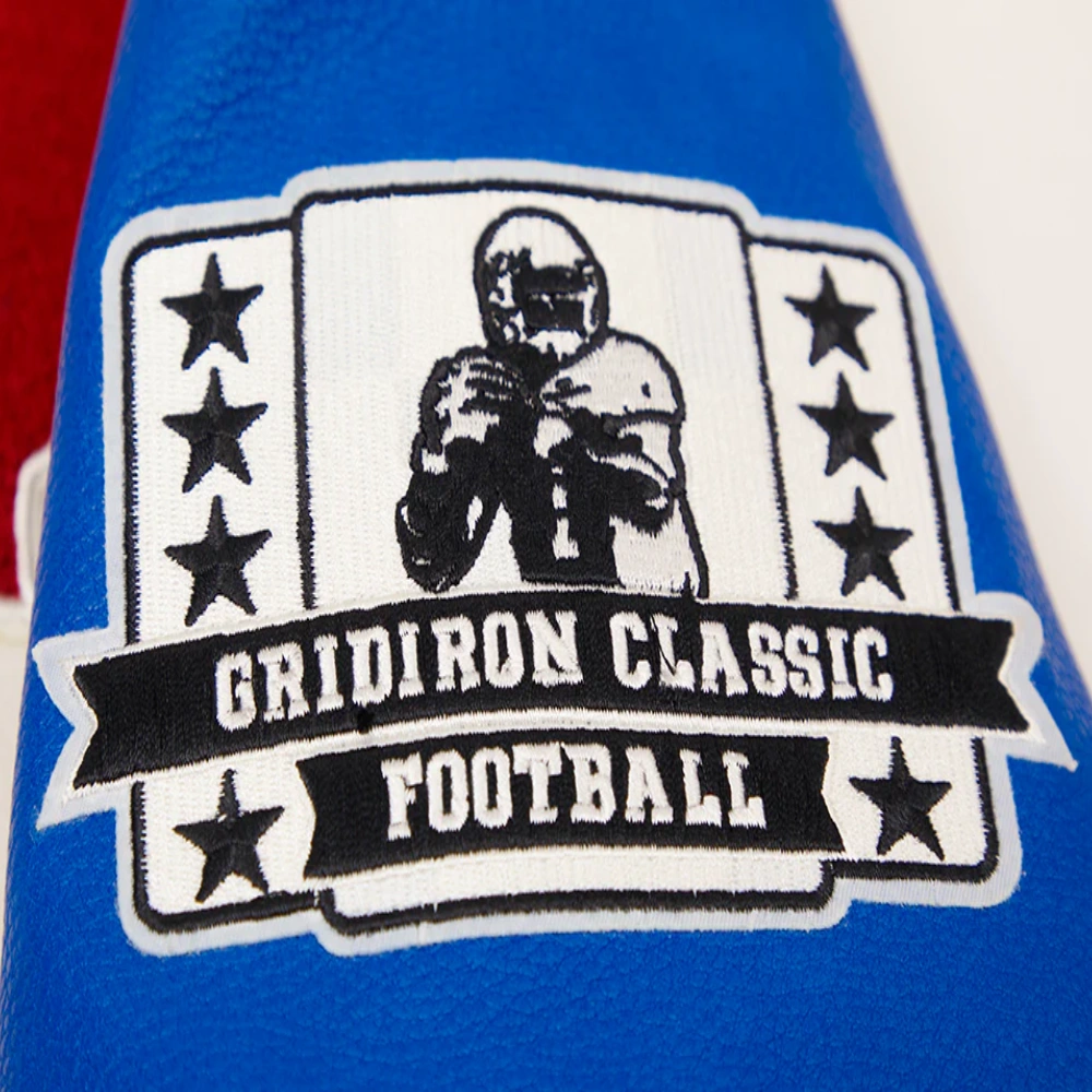 Buffalo Bills Retro Classic Men's Wool & Leather White/Blue Varsity Jacket - Image 8