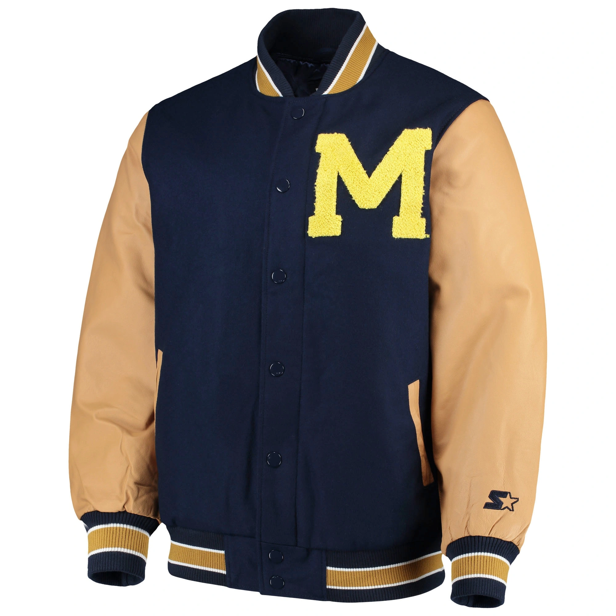 Michigan Wolverines Starter The Letterman Wool & Leather Varsity Jacket