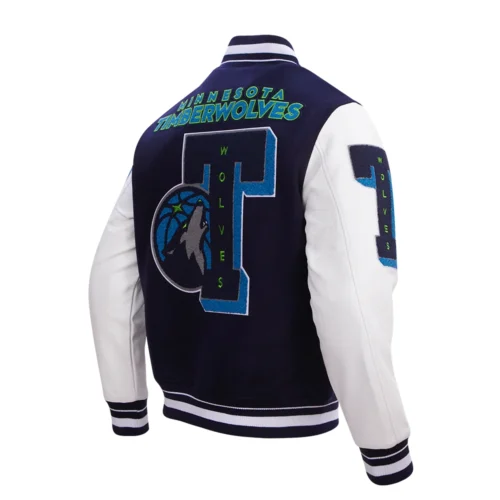 Minnesota Timberwolves Mashup Wool & Leather Varsity Jacket - Image 4