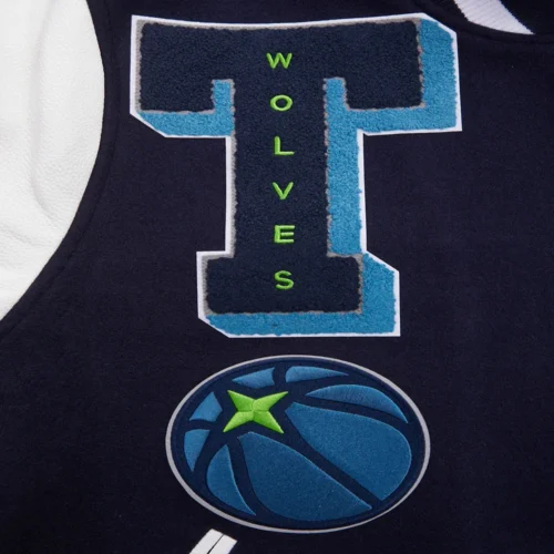 Minnesota Timberwolves Mashup Wool & Leather Varsity Jacket - Image 6