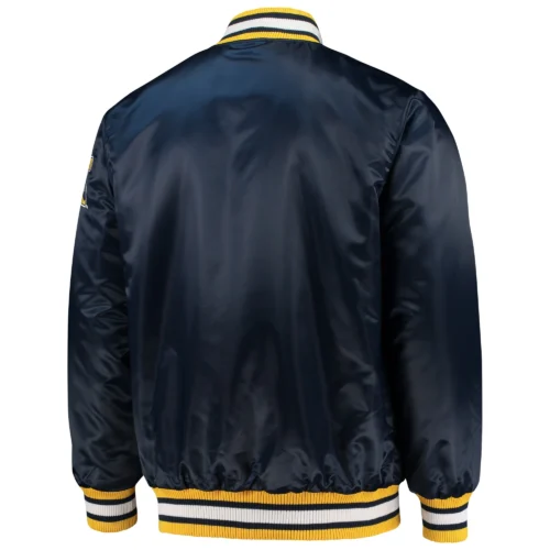 Alternative view of Michigan Wolverines Navy O-Line Varsity Full-Snap Satin Varsity Jacket
