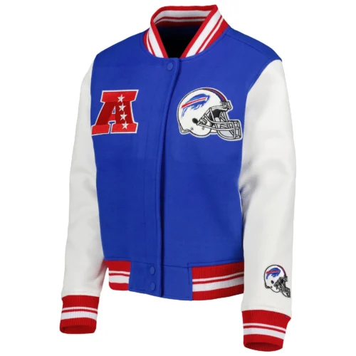 Buffalo Bills Mash Up Women's Wool & Leather Varsity Jacket - Blue/White