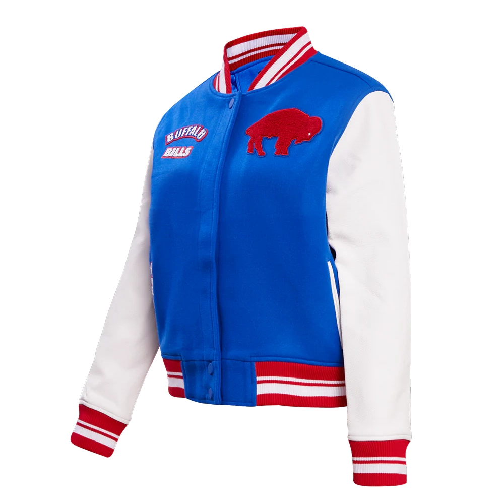 Buffalo Bills Retro Classic Women's Wool & Leather Varsity Jacket - Blue/White