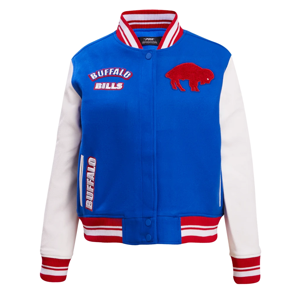 Buffalo Bills Retro Classic Women's Wool & Leather Varsity Jacket - Blue/White - Image 2