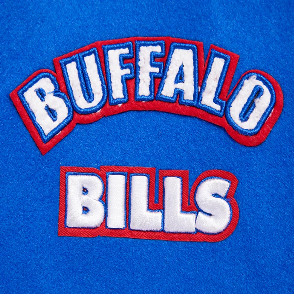 Buffalo Bills Retro Classic Women's Wool & Leather Varsity Jacket - Blue/White - Image 6