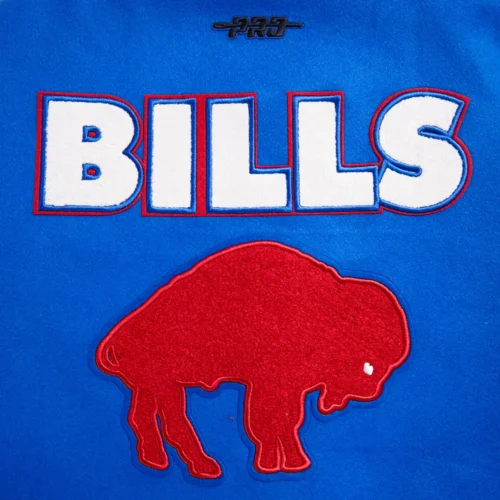 Buffalo Bills Retro Classic Women's Wool & Leather Varsity Jacket - Blue/White - Image 8