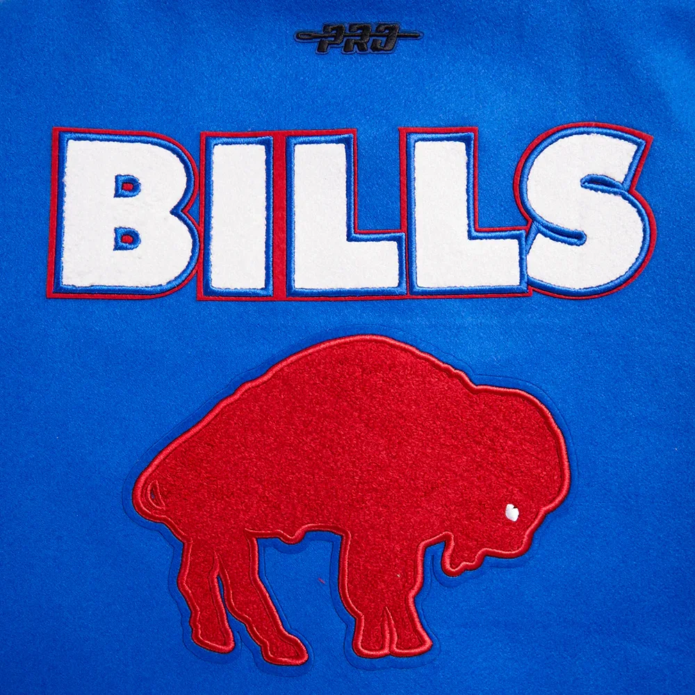 Buffalo Bills Retro Classic Women's Wool & Leather Varsity Jacket - Blue/White - Image 8