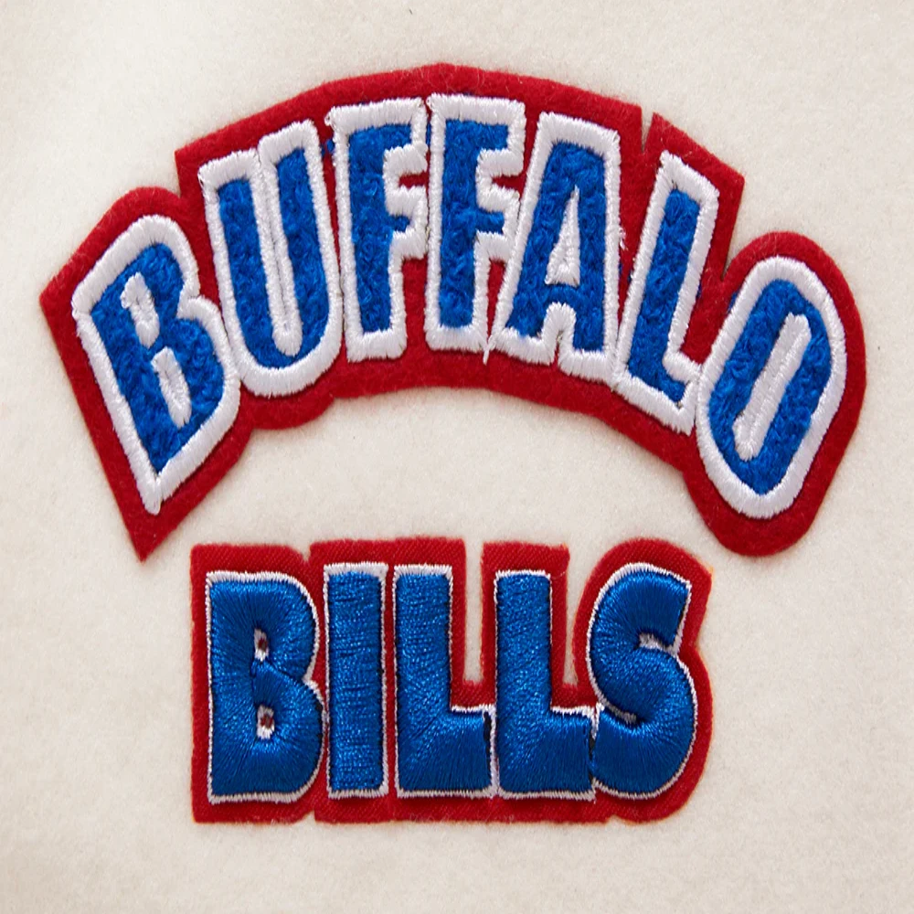 Buffalo Bills Retro Classic Women's Wool & Leather Varsity Jacket - White/Blue - Image 6