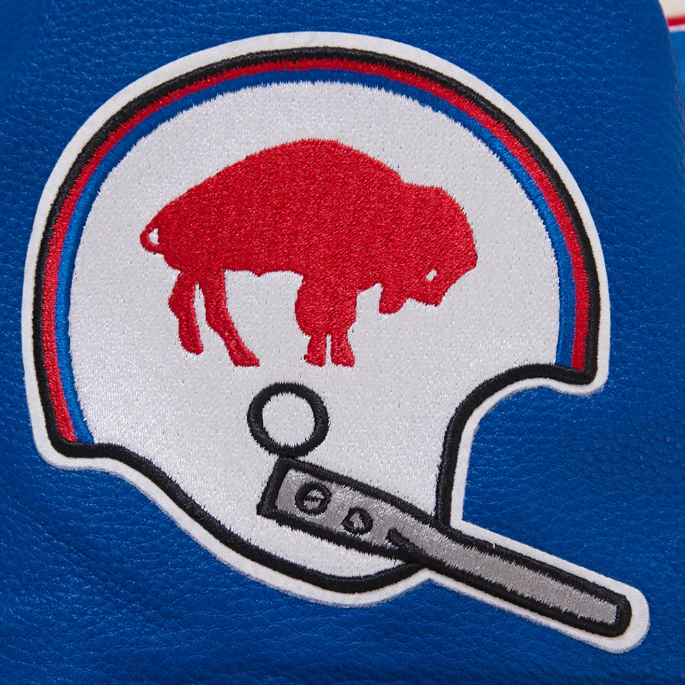 Buffalo Bills Retro Classic Women's Wool & Leather Varsity Jacket - White/Blue - Image 7