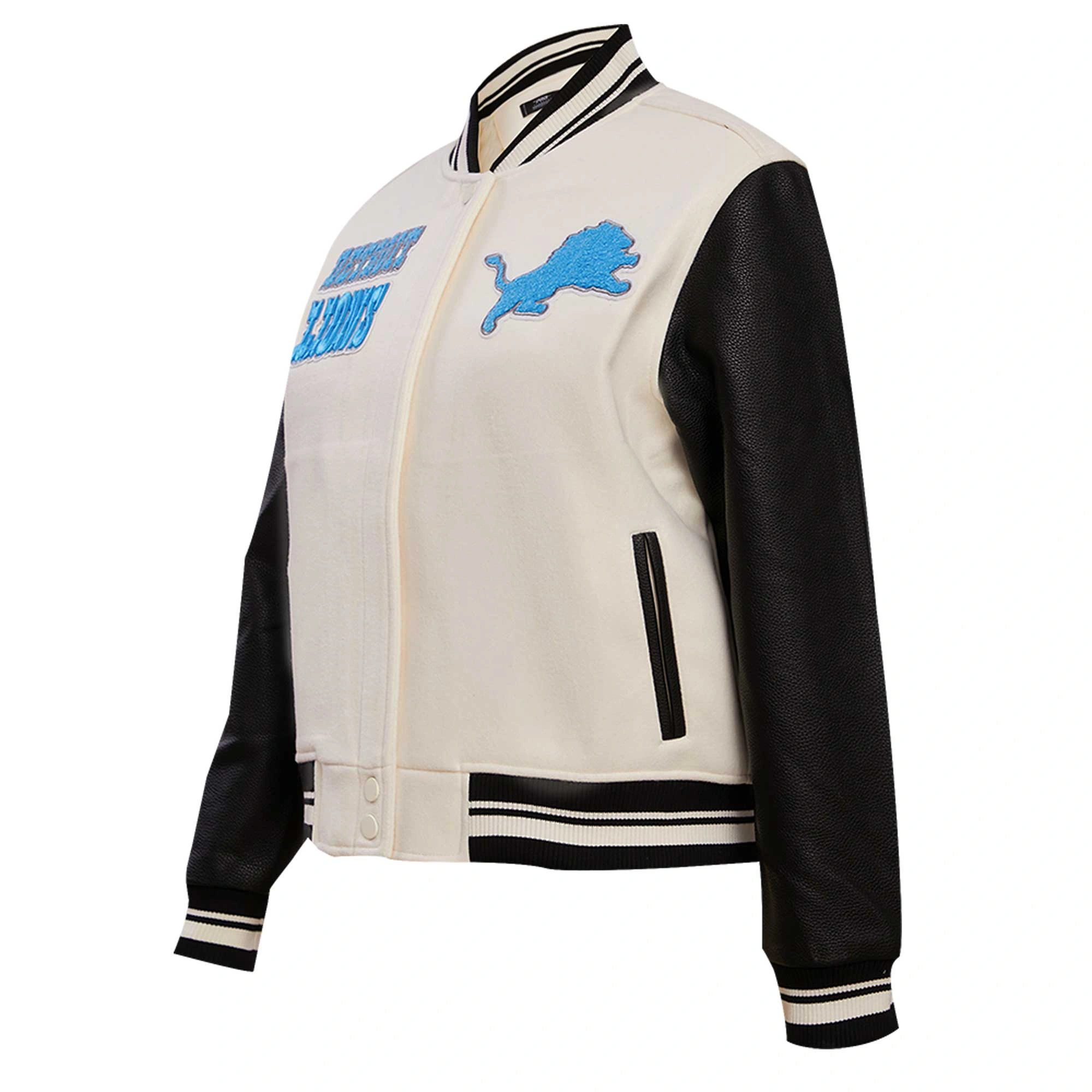 Detroit Lions Retro Classic Women's Vintage White/Black Varsity Jacket