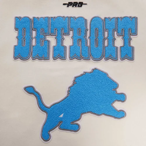 Detroit Lions Retro Classic Women's Vintage White/Black Varsity Jacket - Image 7