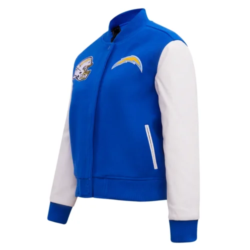 Women's Los Angeles Chargers Classic Blue/White Wool & Leather Varsity Jacket