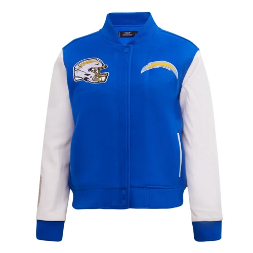 Alternative view of Women's Los Angeles Chargers Classic Blue/White Wool & Leather Varsity Jacket