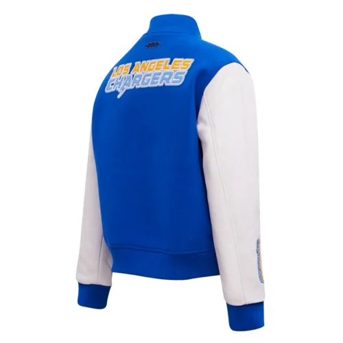 Women's Los Angeles Chargers Classic Blue/White Wool & Leather Varsity Jacket - Image 3