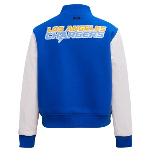 Women's Los Angeles Chargers Classic Blue/White Wool & Leather Varsity Jacket - Image 4