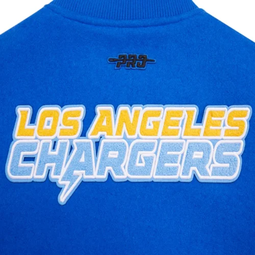 Women's Los Angeles Chargers Classic Blue/White Wool & Leather Varsity Jacket - Image 8
