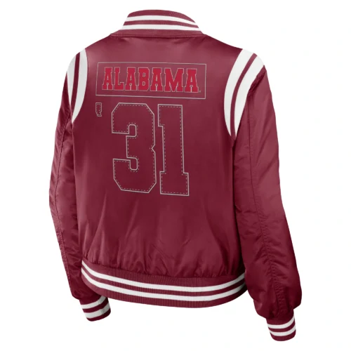 Alternative view of Alabama Crimson Tide Women's Full-Zip Bomber Varsity Jacket - Maroon