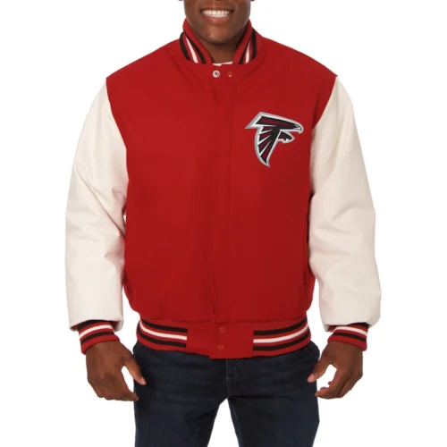Atlanta Falcons Domestic Two Tone Wool & Leather Varsity Red/White Jacket