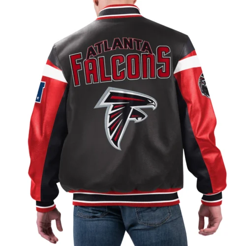 Alternative view of Atlanta Falcons Black Full-Zip Leather Varsity Jacket
