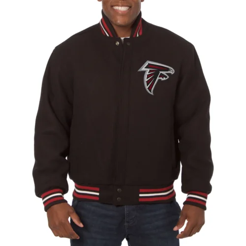 Atlanta Falcons One Color Black Full Wool Varsity Jacket