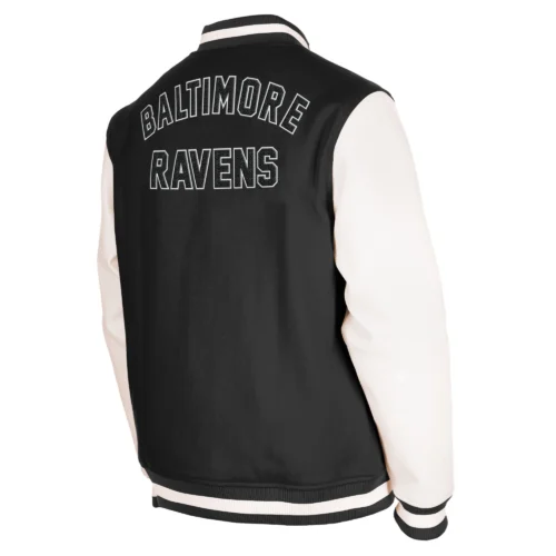 Alternative view of Baltimore Ravens Third Down Full-Snap Black Varsity Jacket