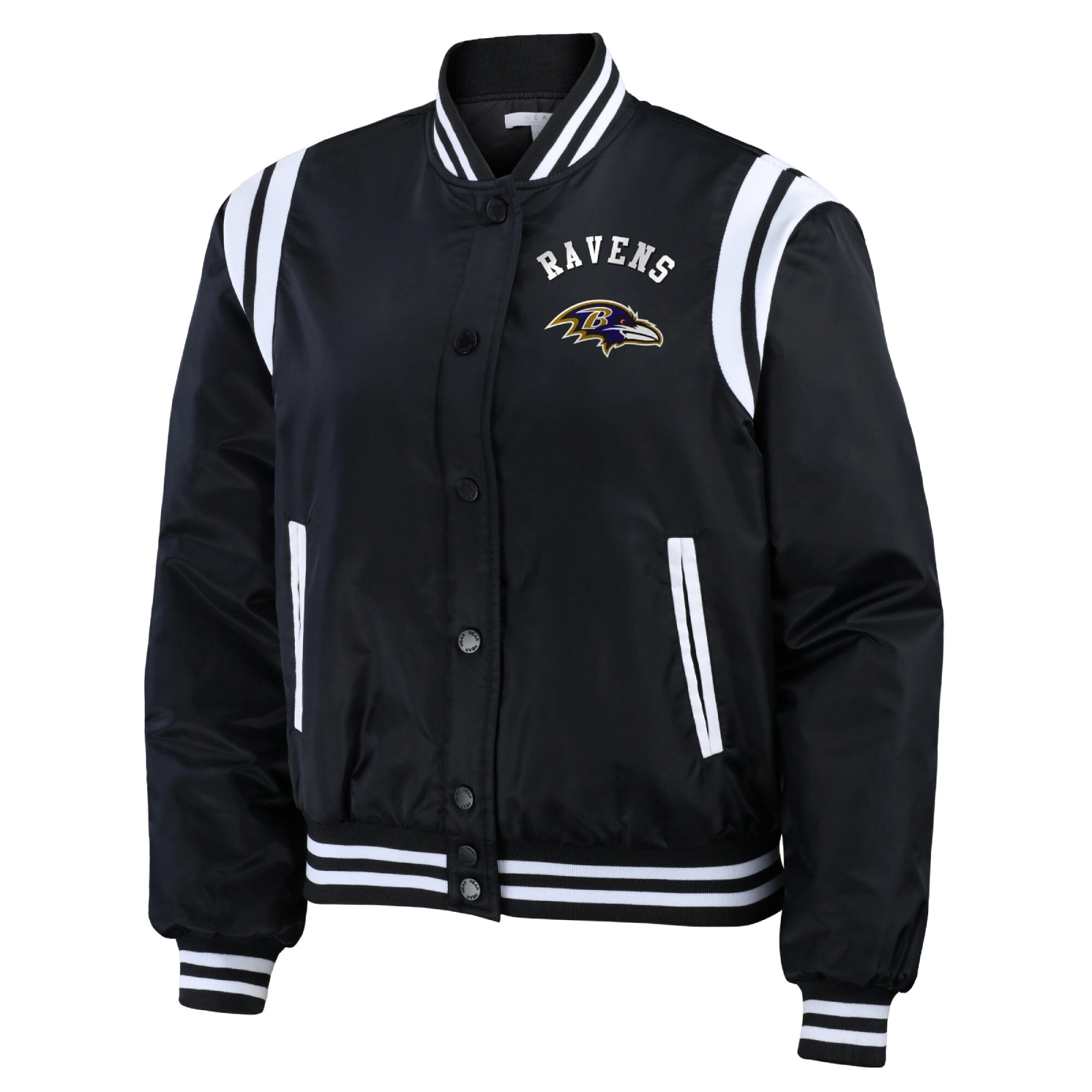 Baltimore Ravens Women's Black Bomber Full-Snap Bomber Jacket
