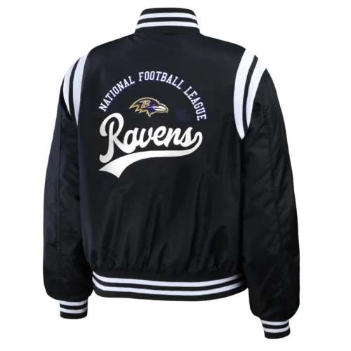 Alternative view of Baltimore Ravens Women's Black Bomber Full-Snap Bomber Jacket