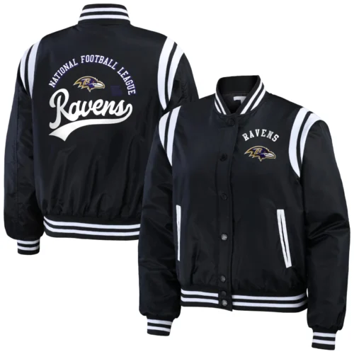 Baltimore Ravens Women's Black Bomber Full-Snap Bomber Jacket - Image 3