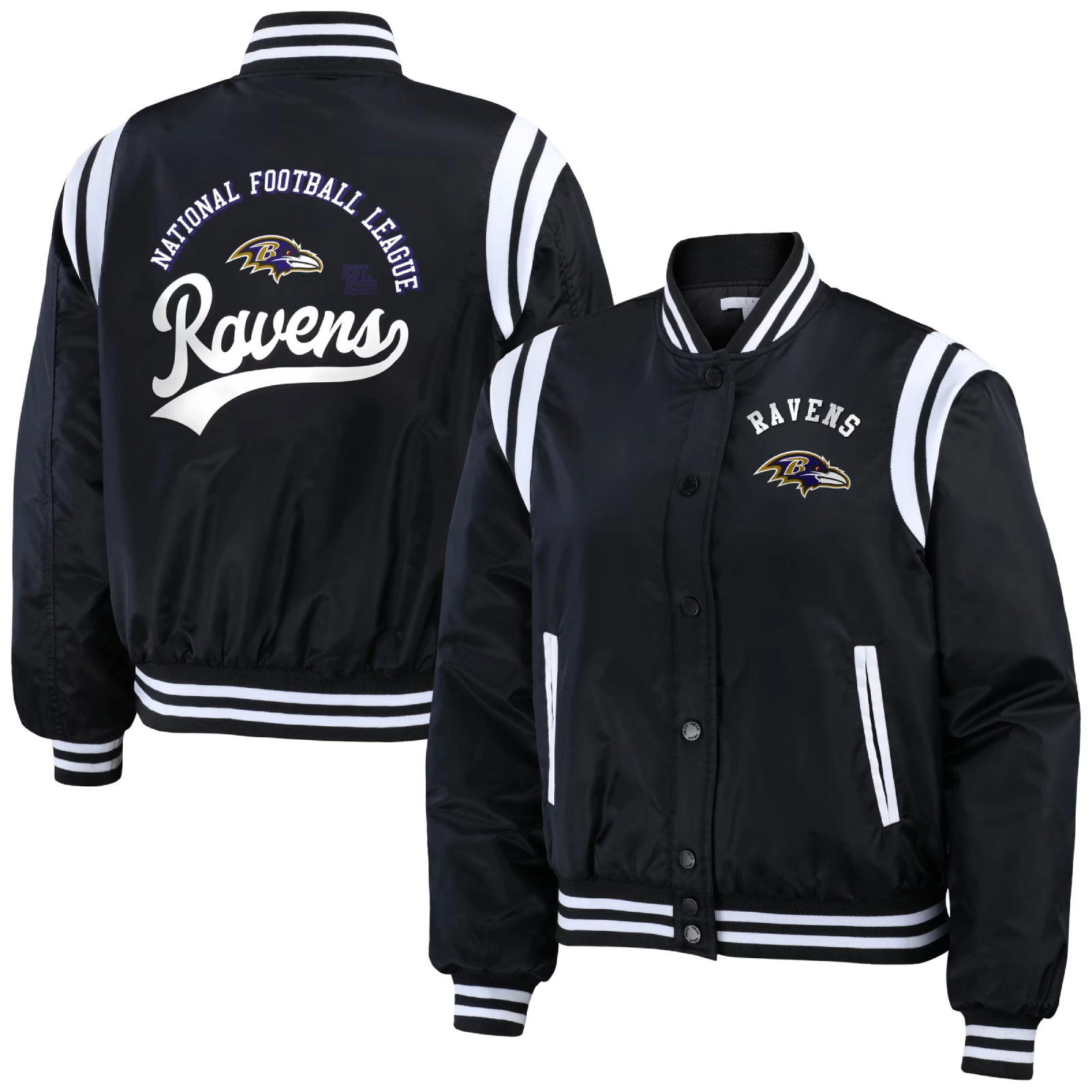Baltimore Ravens Women's Black Bomber Full-Snap Bomber Jacket - Image 3