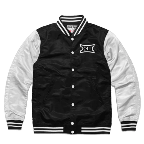 Big 12 Conference Logo Full-Snap Satin Varsity Jacket - Black/White