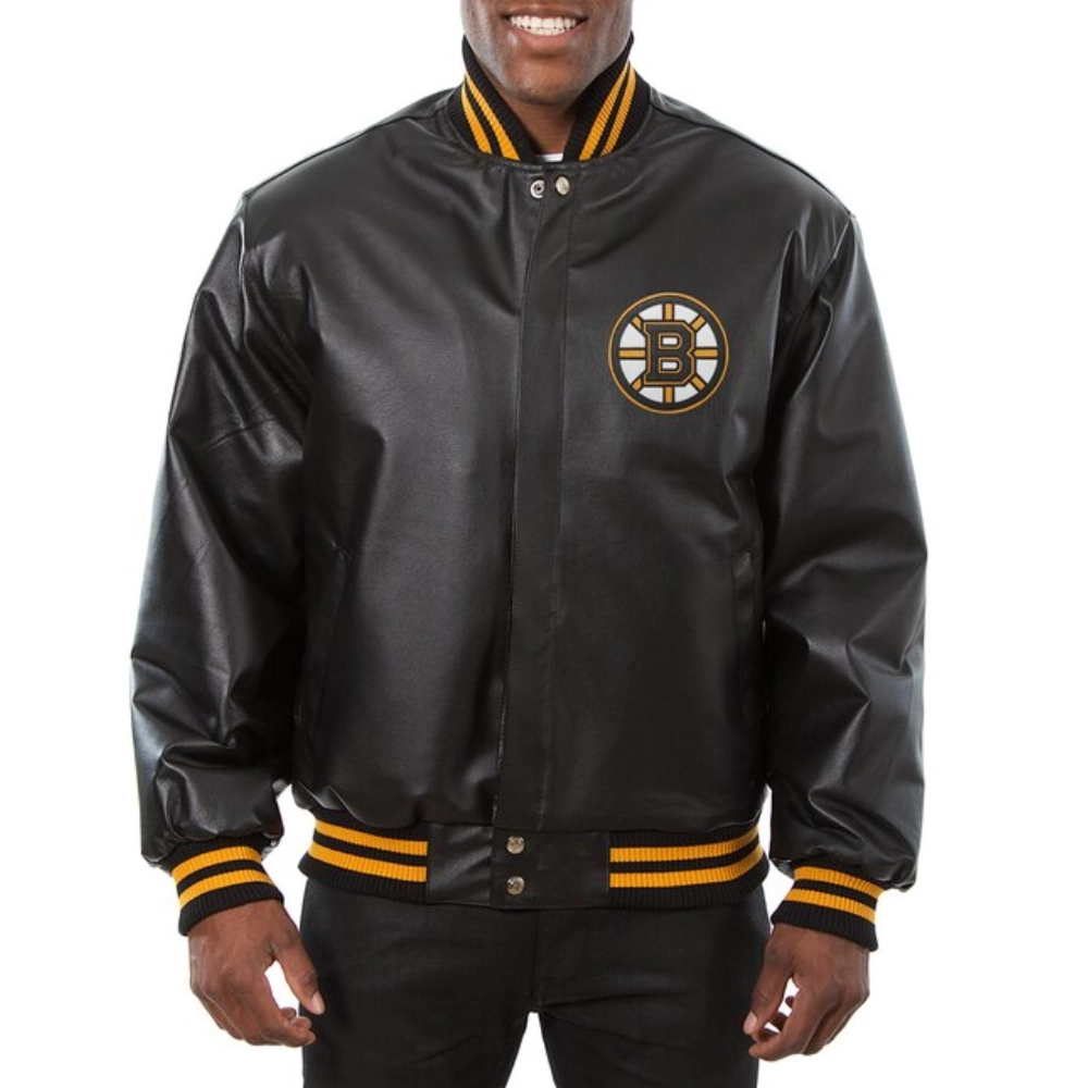 Boston Bruins Full Leather Varsity Jacket -Black