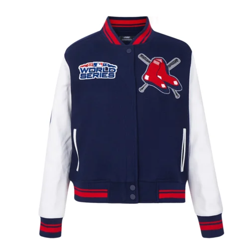 Boston Red Sox Mashup Woman's Wool & Leather Varsity Navy/White Jacket